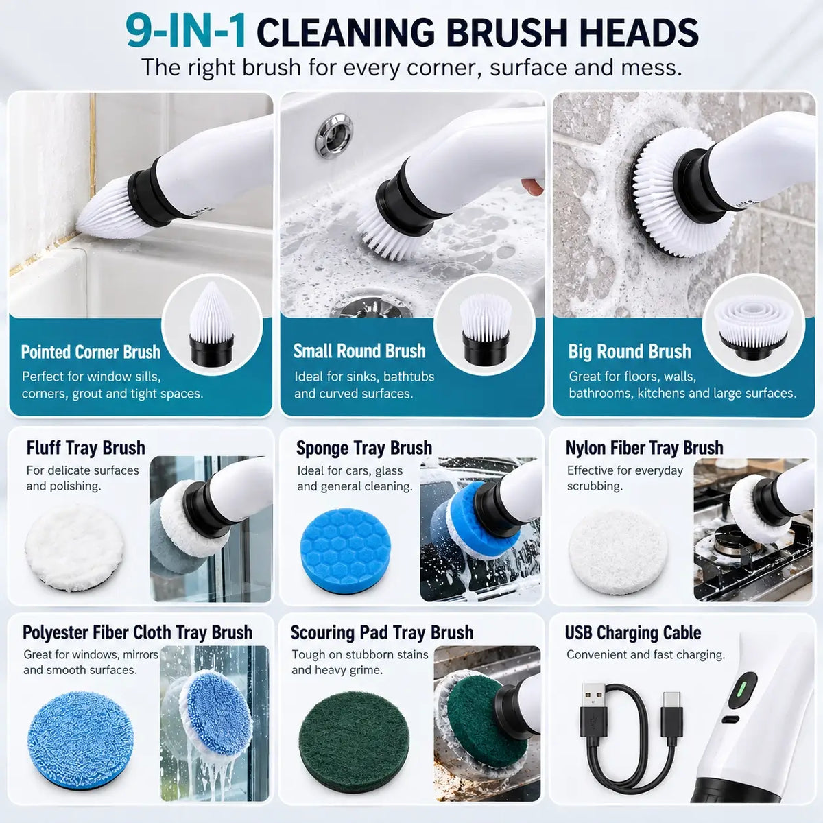 9-in-1 Electric Cleaning Brush