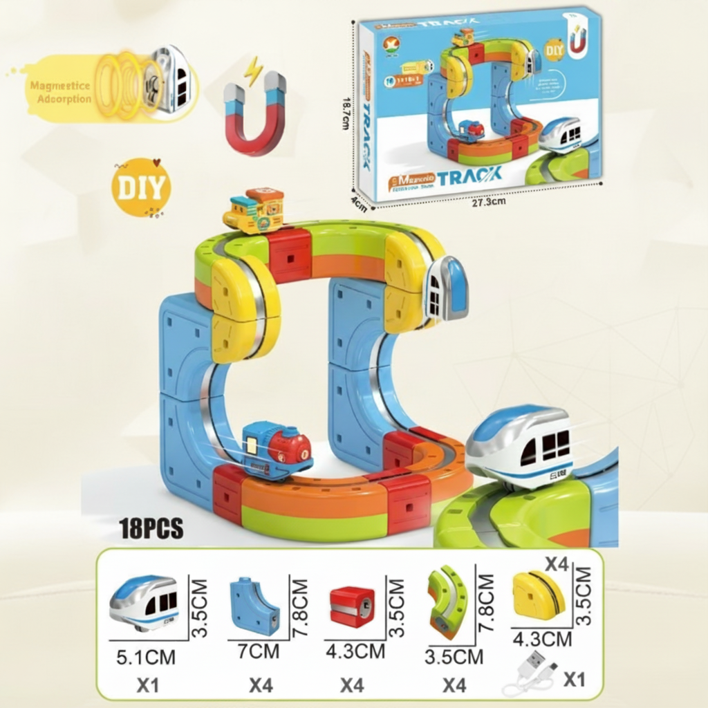 Construction Toy Electric Train Set Magnetic Track System - Image 6