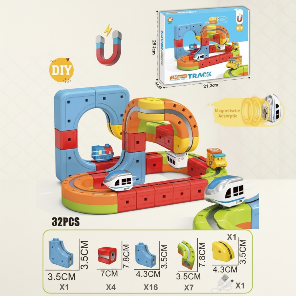 Construction Toy Electric Train Set Magnetic Track System - Image 8