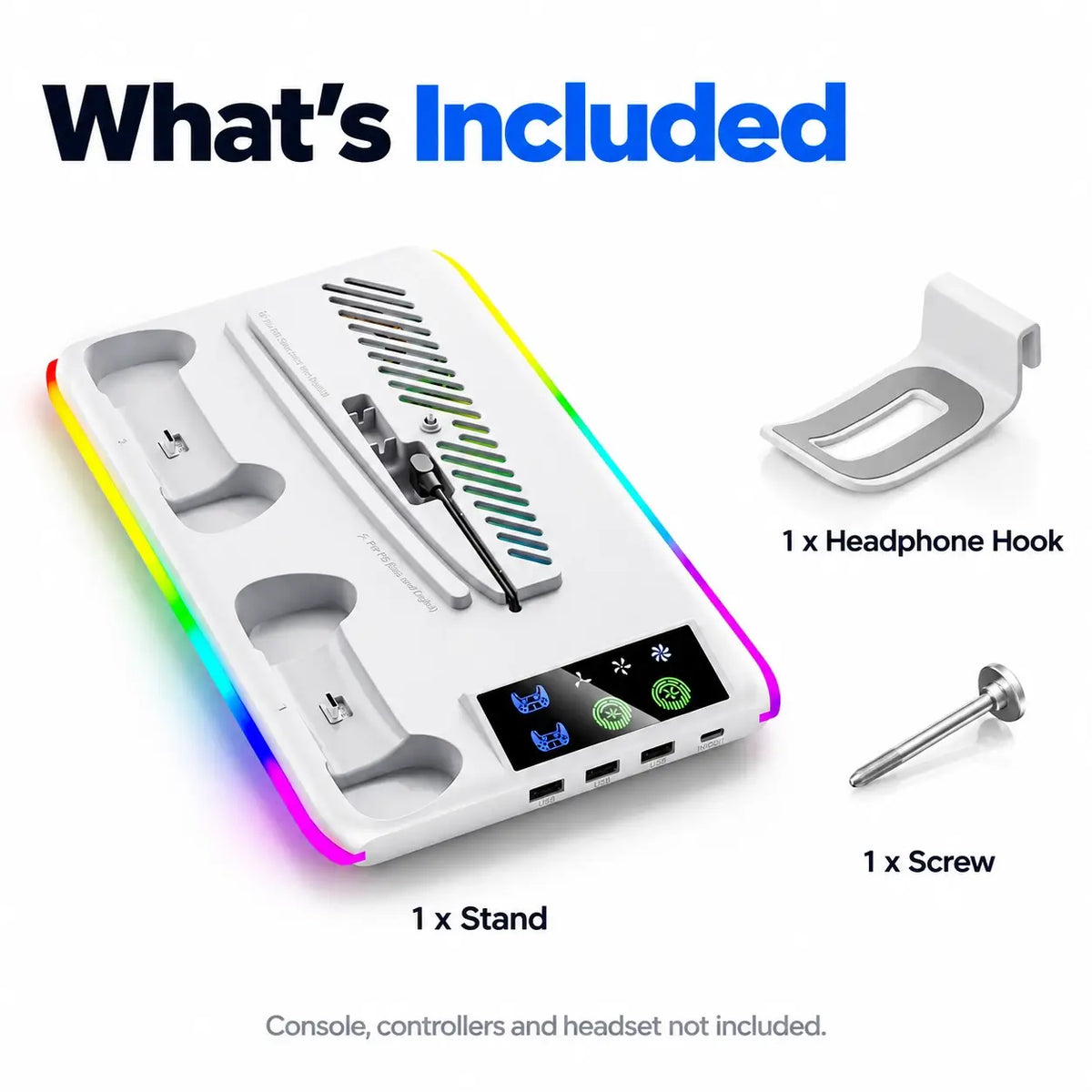 PS5 RGB Cooling Stand with Controller Charging Dock