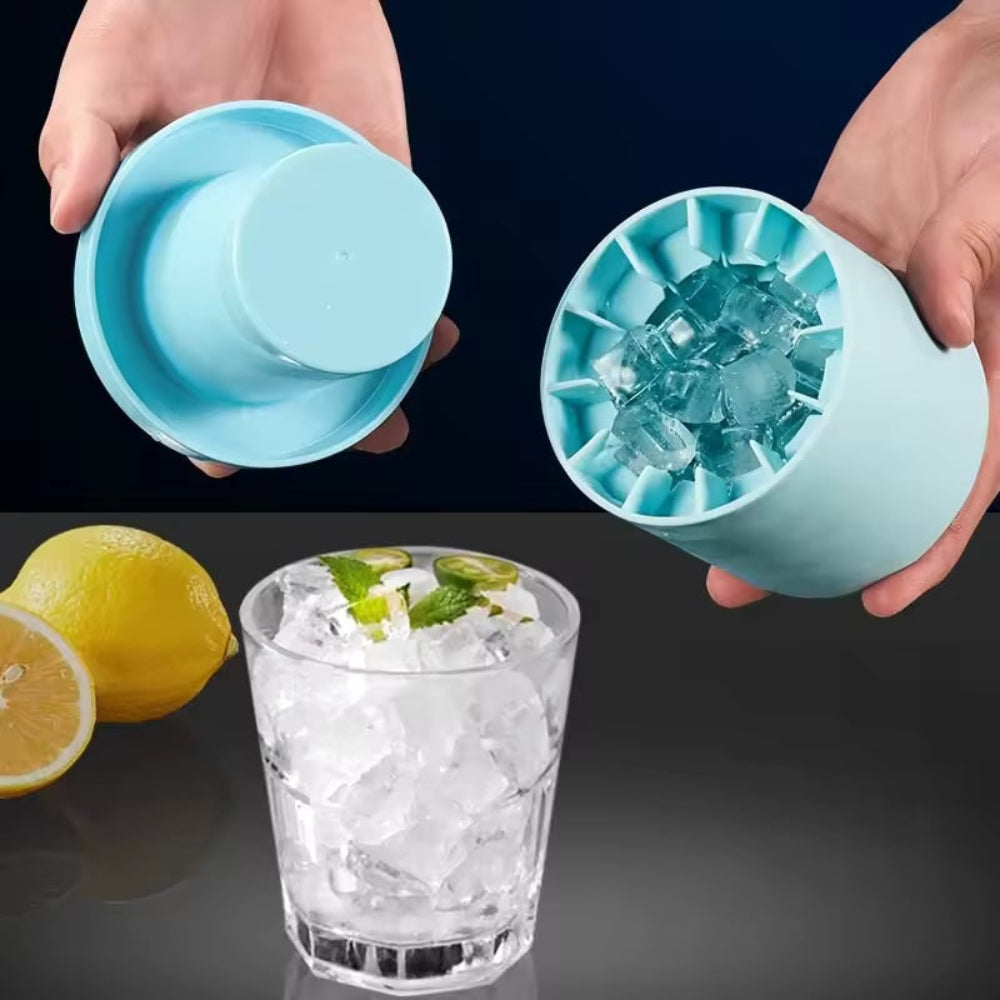 Cooling Silicone Ice Tray Maker Lidded Stackable Ice Cube Mold
