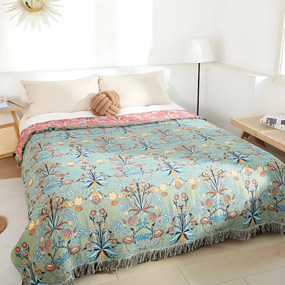 Cotton Blanket Reversible Throw Soft Woven Quilt - Image 1