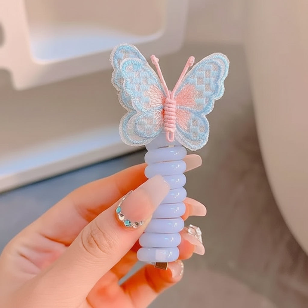 Cute Hair Bands Spiral Ties Butterfly Design - Image 3