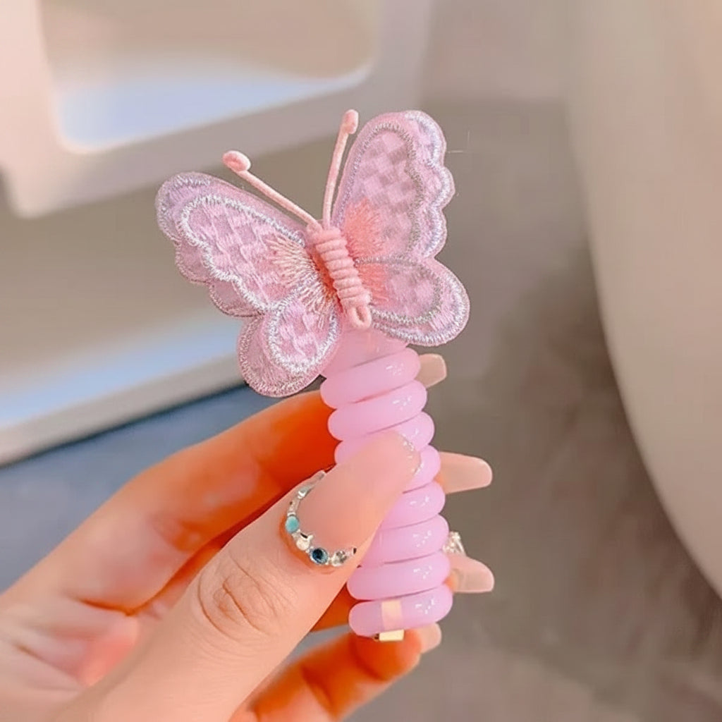 Cute Hair Bands Spiral Ties Butterfly Design - Image 5