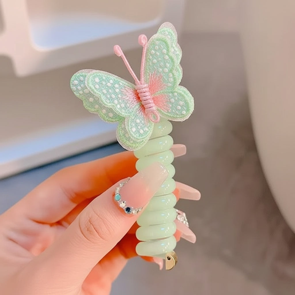 Cute Hair Bands Spiral Ties Butterfly Design - Image 7