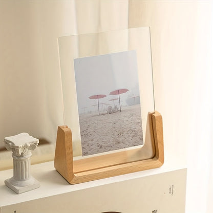 U-Shaped Acrylic & Wood Photo Frame | Modern Minimalist Display