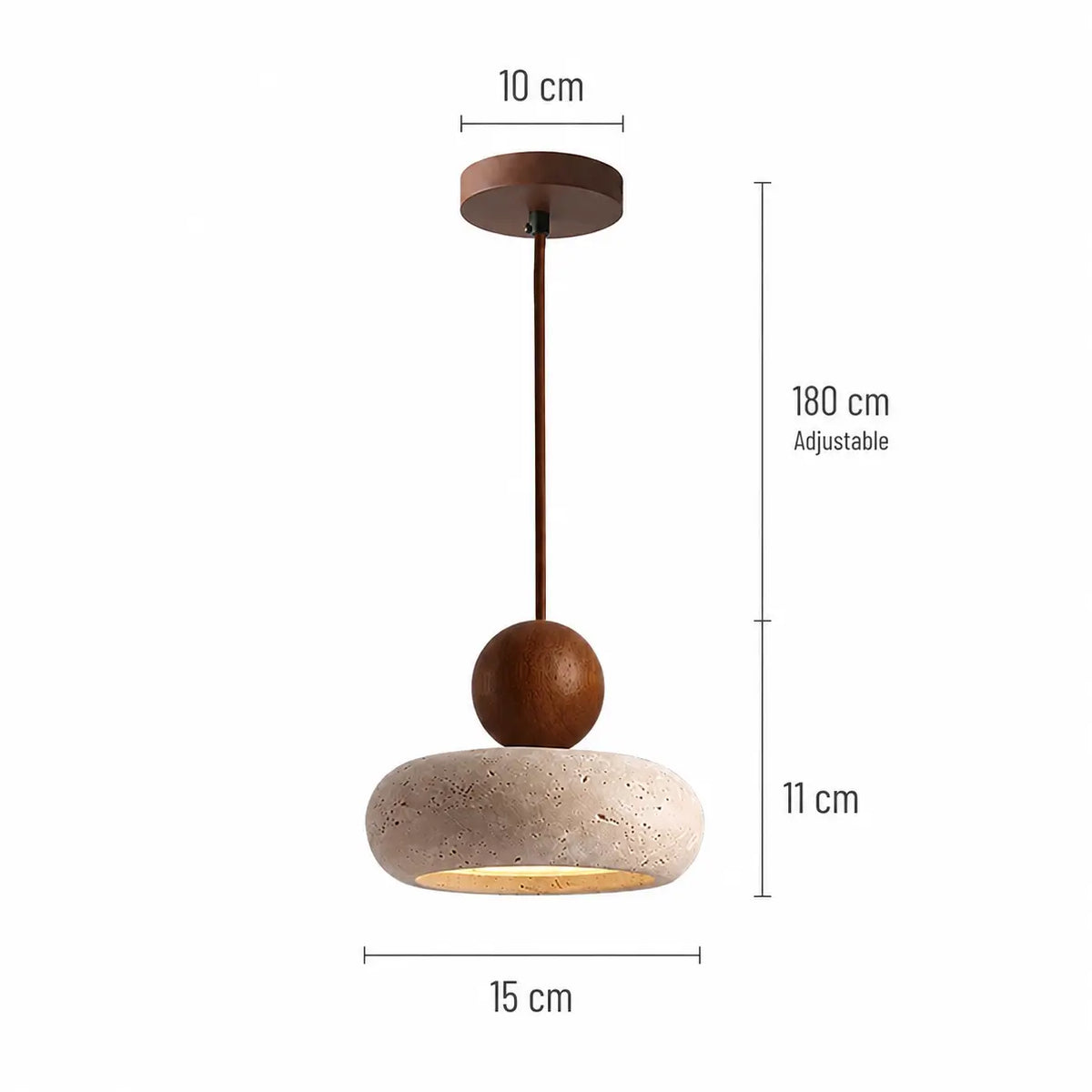Natural Stone & Wood Pendant Light | Vintage Minimalist Pendant