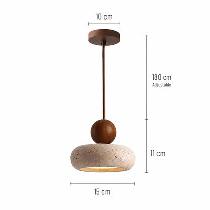 Natural Stone & Wood Pendant Light | Vintage Minimalist Pendant