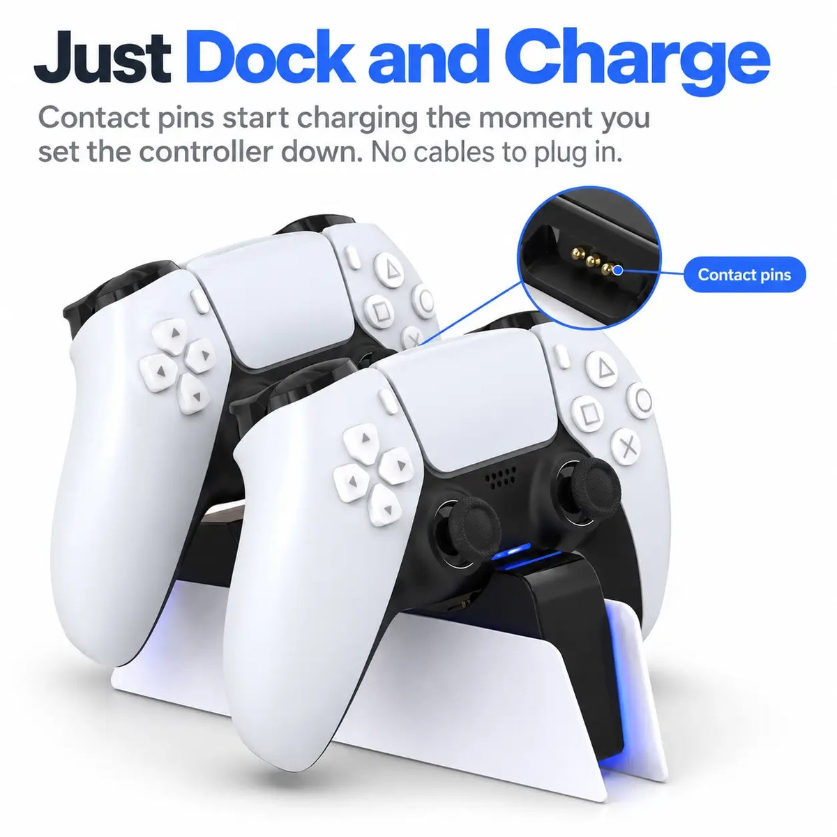 PS5 Dual Controller Charging Dock with LED Indicator