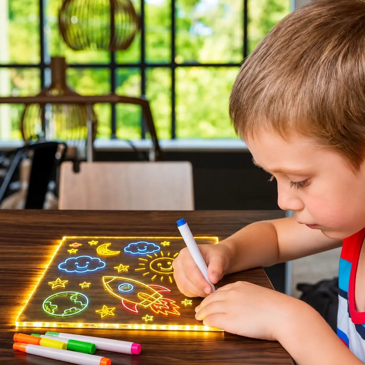 Drawing Writing Board LED Light Kids Creative Surface