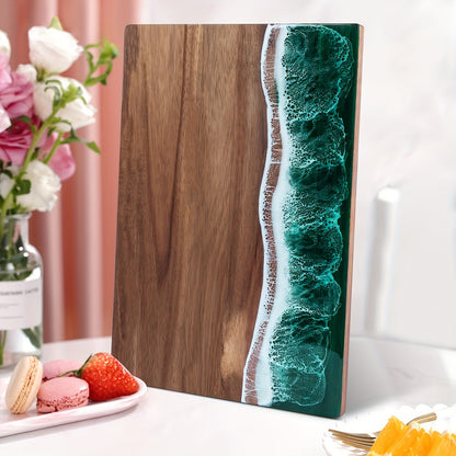 Wave Resin Cutting Board | Ocean-Inspired Acacia Wood Cheese & Serving Board