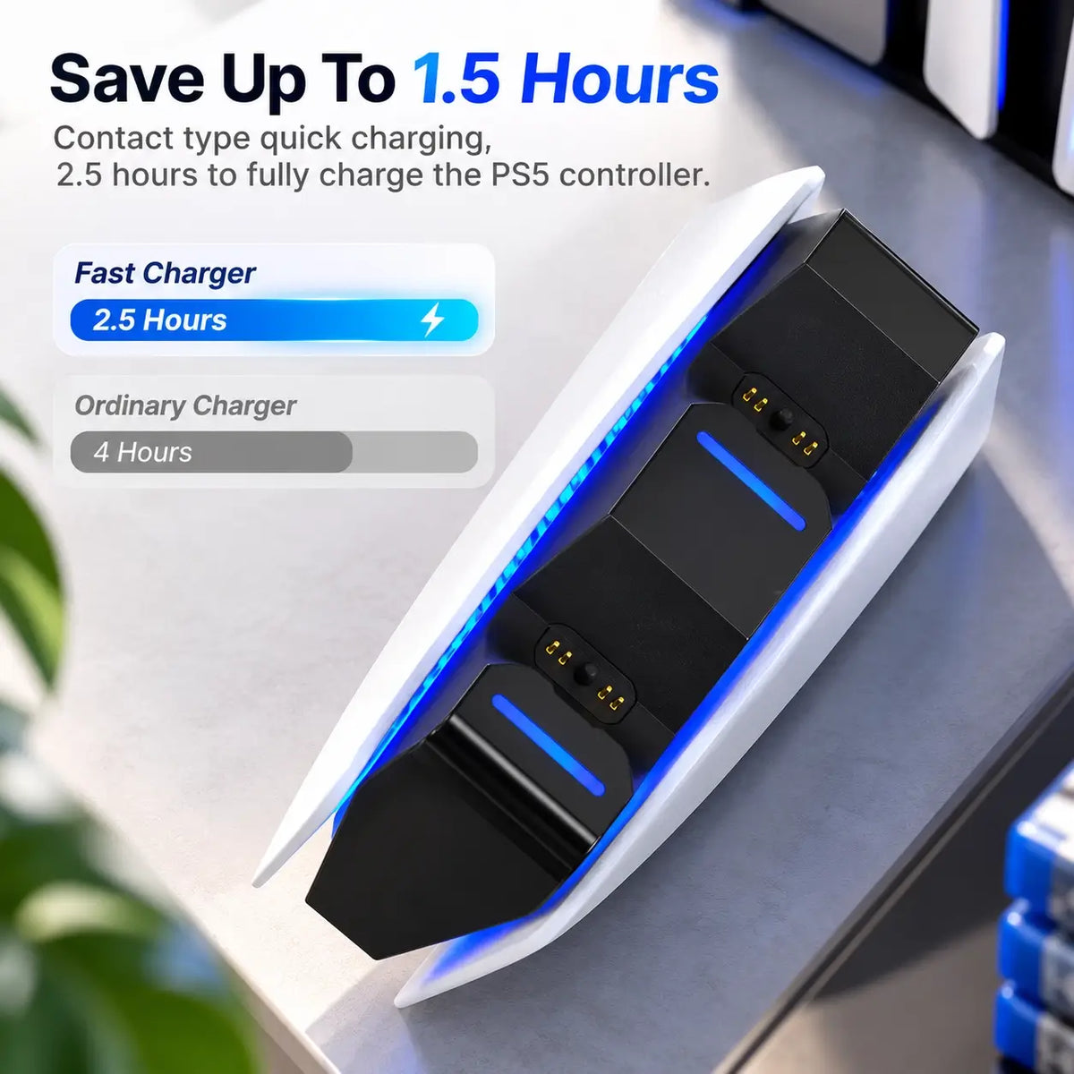 PS5 Dual Controller Charging Dock with LED Indicator