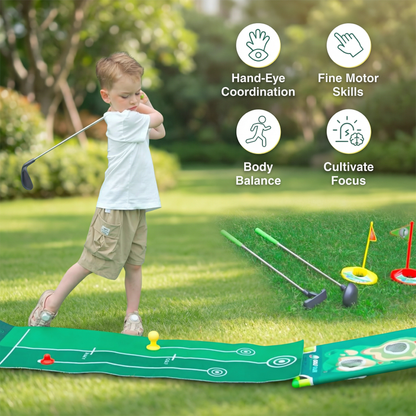 Golf Putting Mat Adjustable Golf Clubs Indoor Play Set
