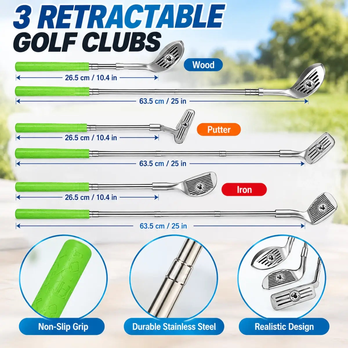 Kids Retractable Golf Club Set Indoor Outdoor Play