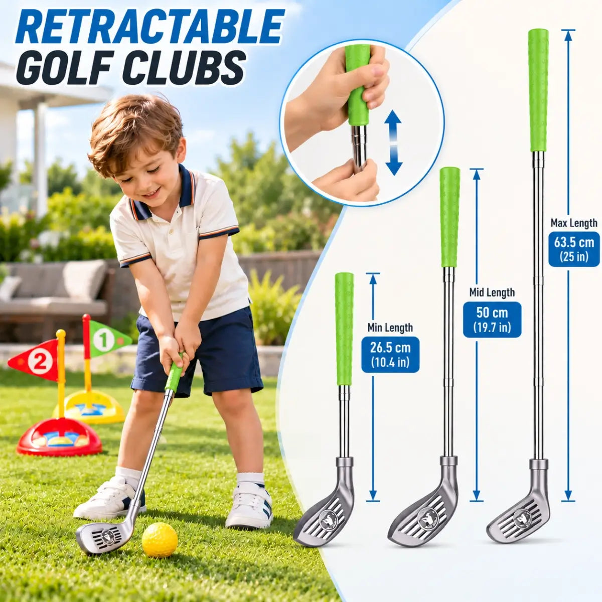 Kids Retractable Golf Club Set Indoor Outdoor Play