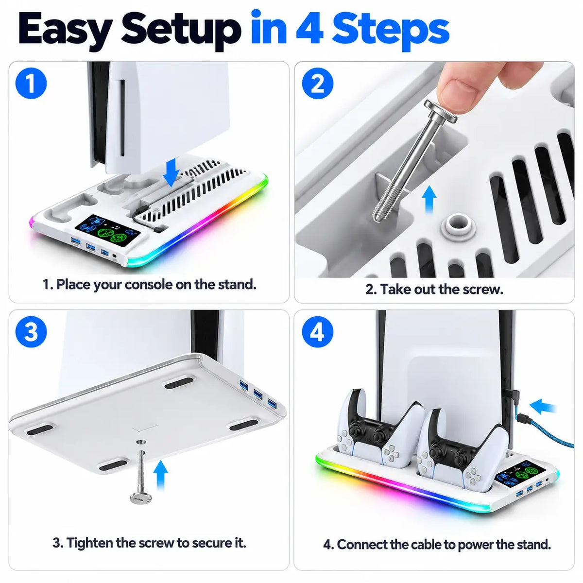 PS5 RGB Cooling Stand with Controller Charging Dock