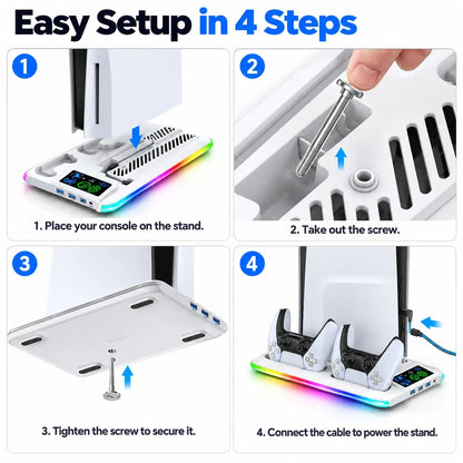 PS5 RGB Cooling Stand with Controller Charging Dock