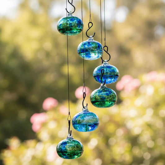 Hummingbird Feeder Wind Chime Garden Decor - Image 1