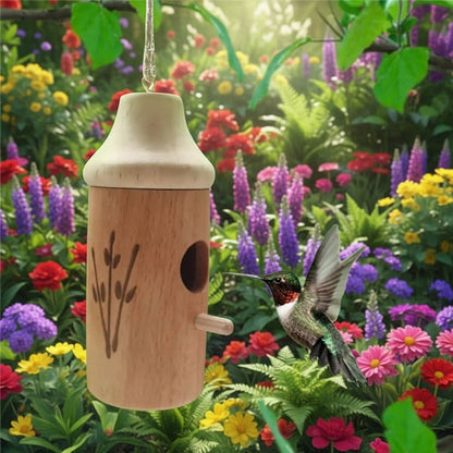 Hummingbird House Wooden Birdhouse Garden Decor