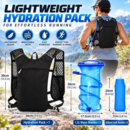 Lightweight Hydration Running Vest With Water Bladder Kit
