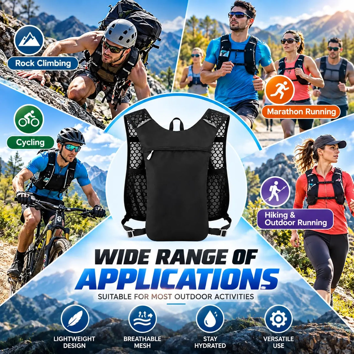Lightweight Hydration Running Vest With Water Bladder Kit