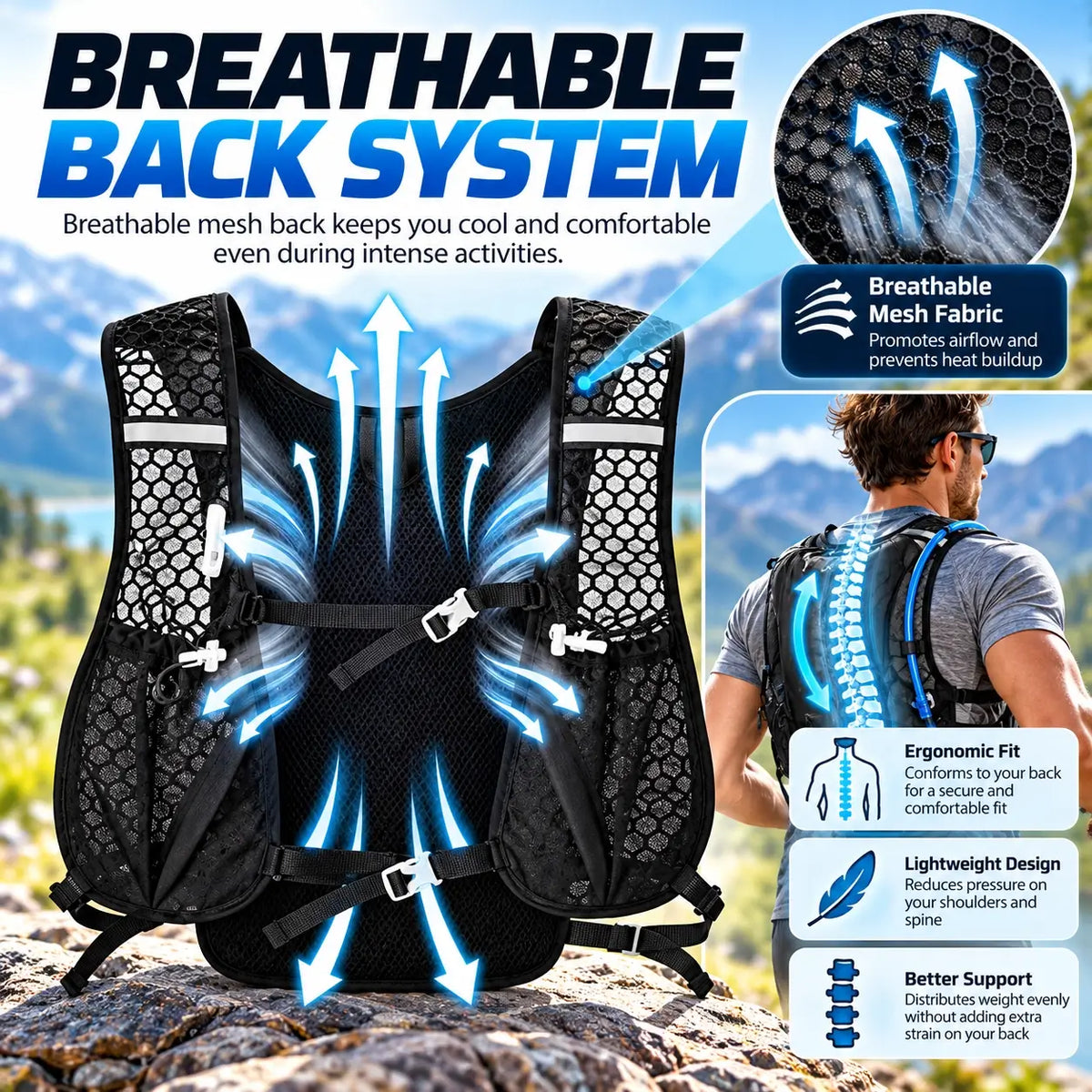 Lightweight Hydration Running Vest With Water Bladder Kit