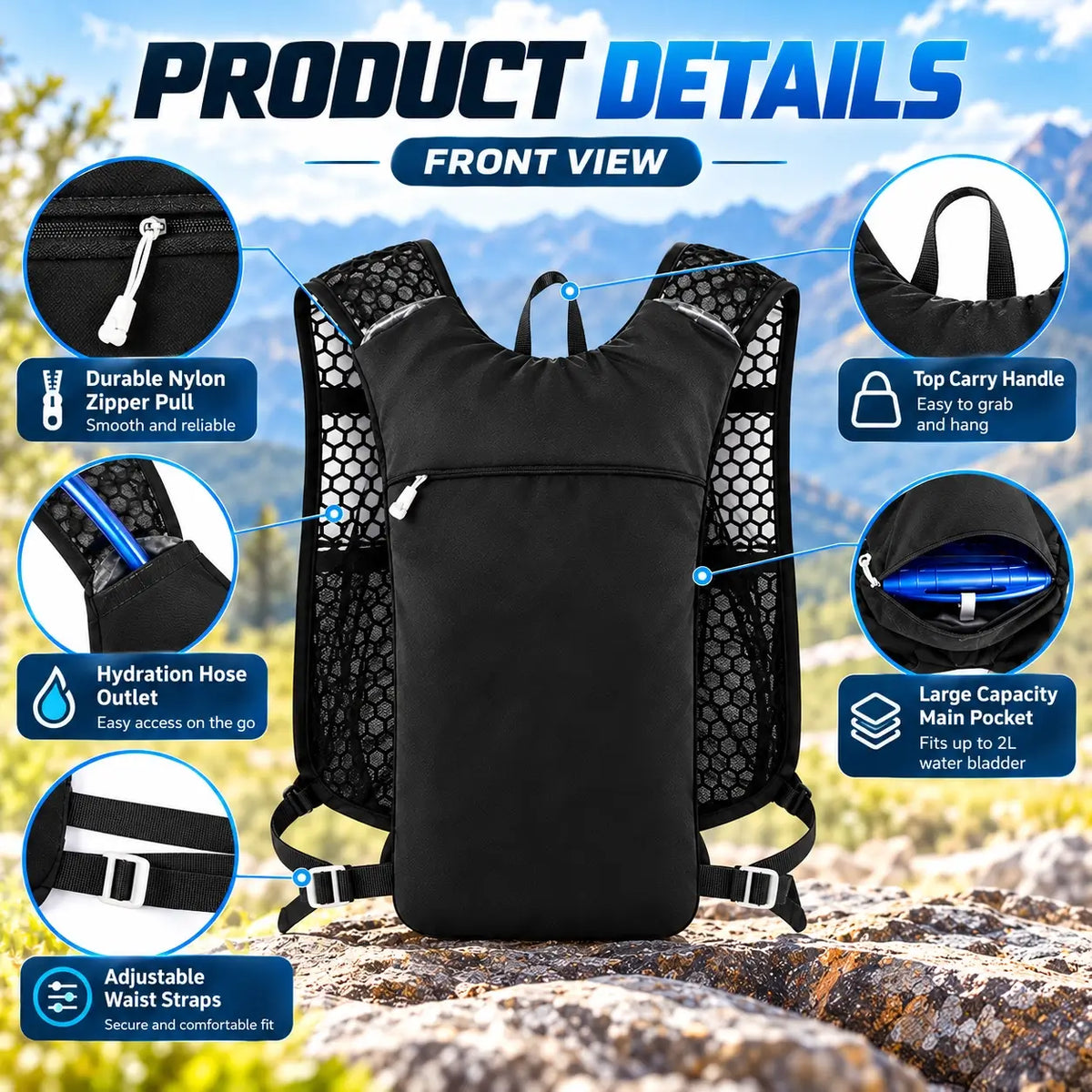 Lightweight Hydration Running Vest With Water Bladder Kit