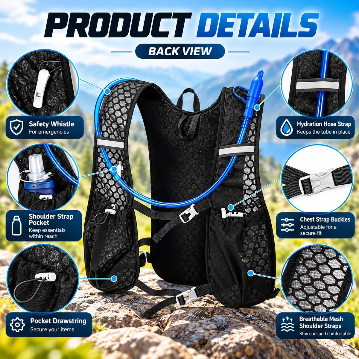 Lightweight Hydration Running Vest With Water Bladder Kit