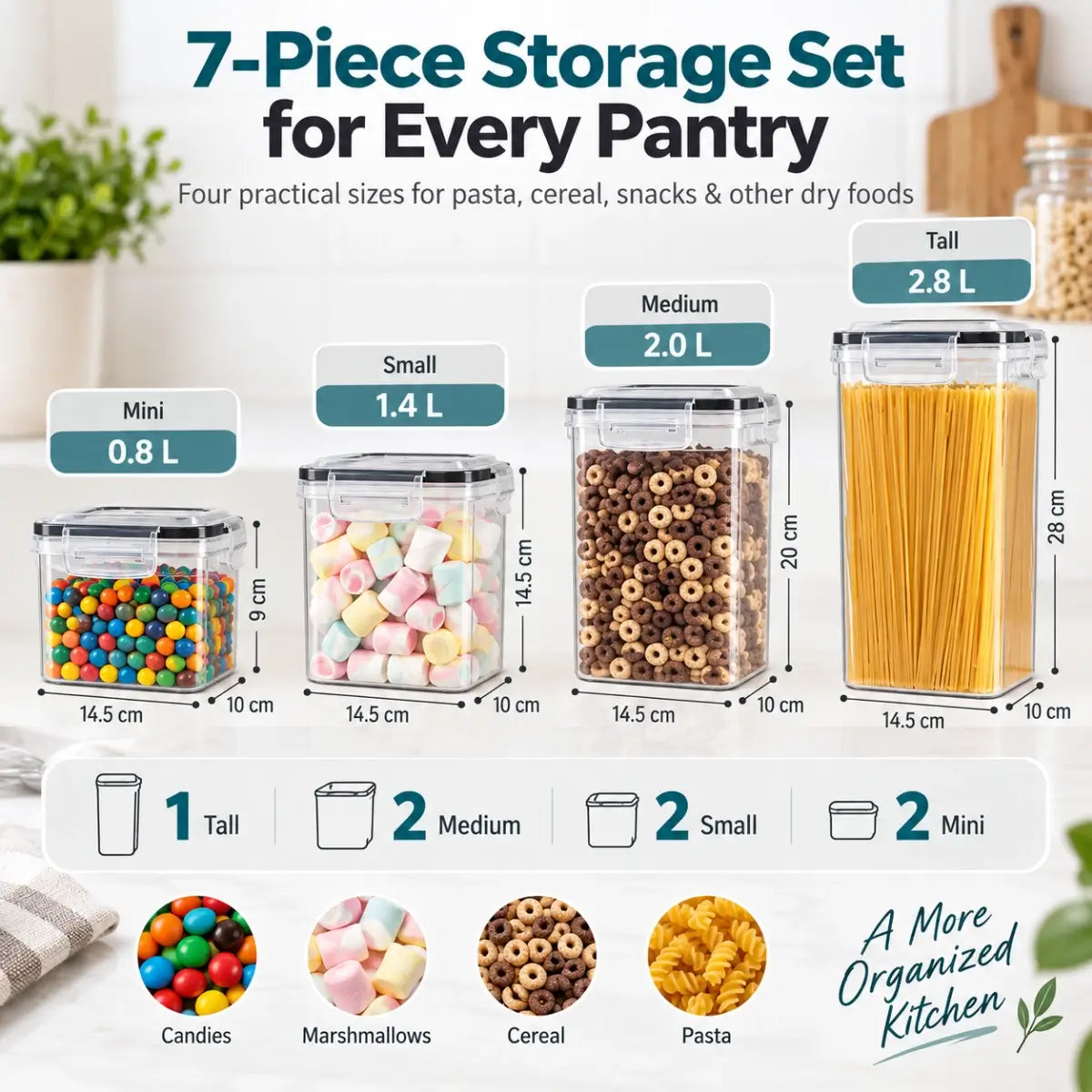 7 Pcs Set - Food Storage Airtight Containers