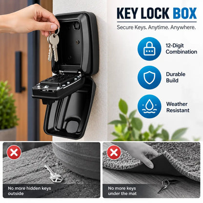 Key Lock Box Wall Mounted Outdoor Waterproof Combination Safe