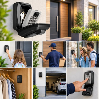 Key Lock Box Wall Mounted Outdoor Waterproof Combination Safe