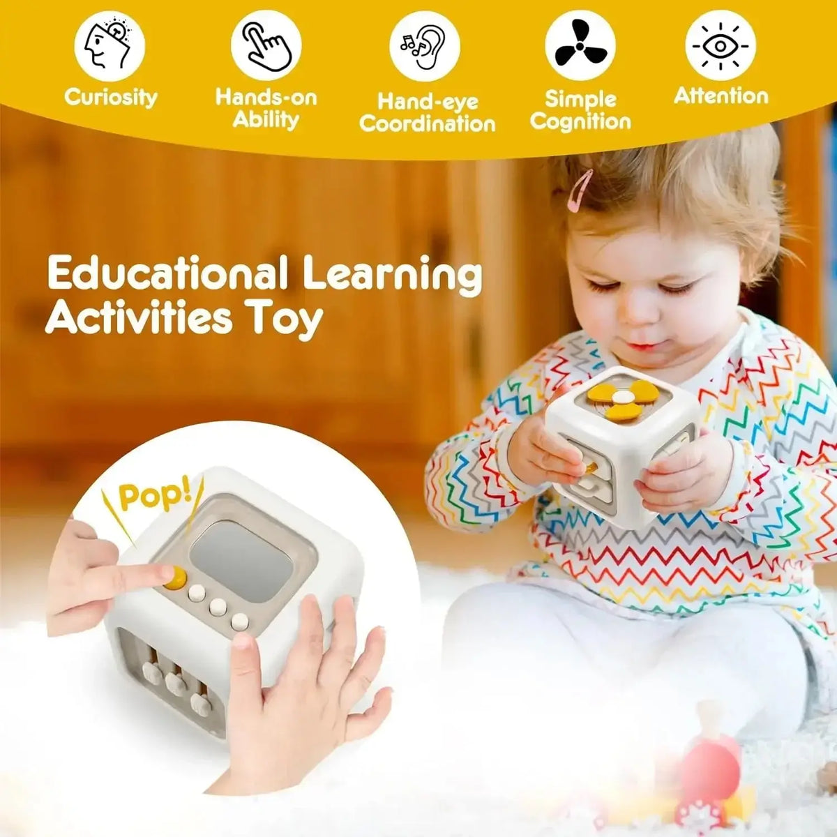 Activity Cube Sensory Toy Toddler Learning Busy Cube Toy