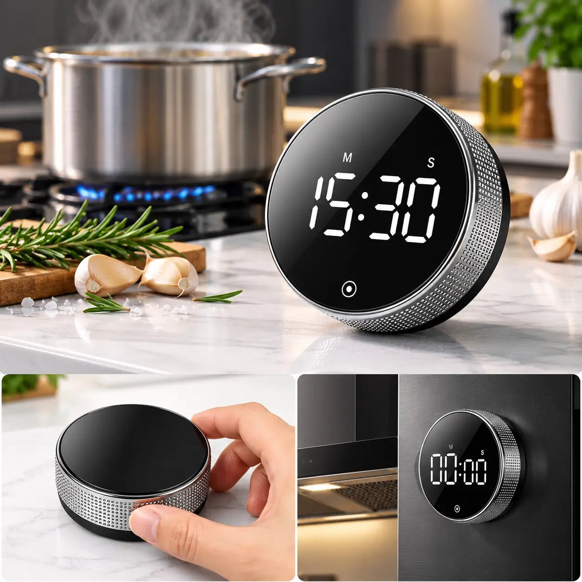 Kitchen Timer Rotating Digital Countdown