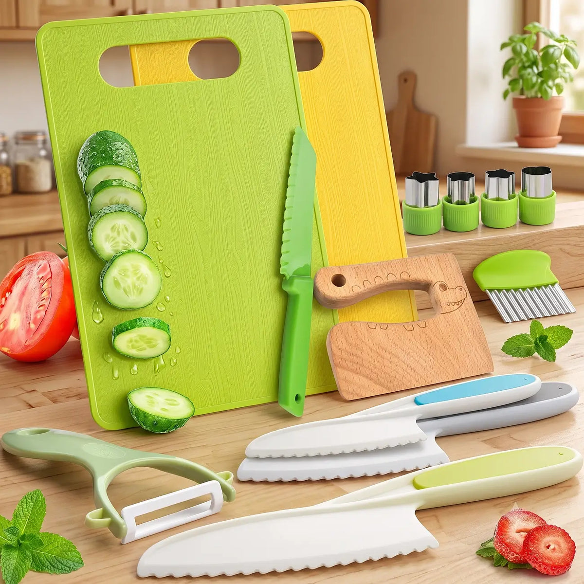 Kids Knife Set Toddler Cooking Utensils Kitchen Tools - 13 Pcs Set