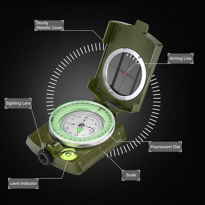 Lensatic Compass Outdoor Navigation Portable Hiking Tool