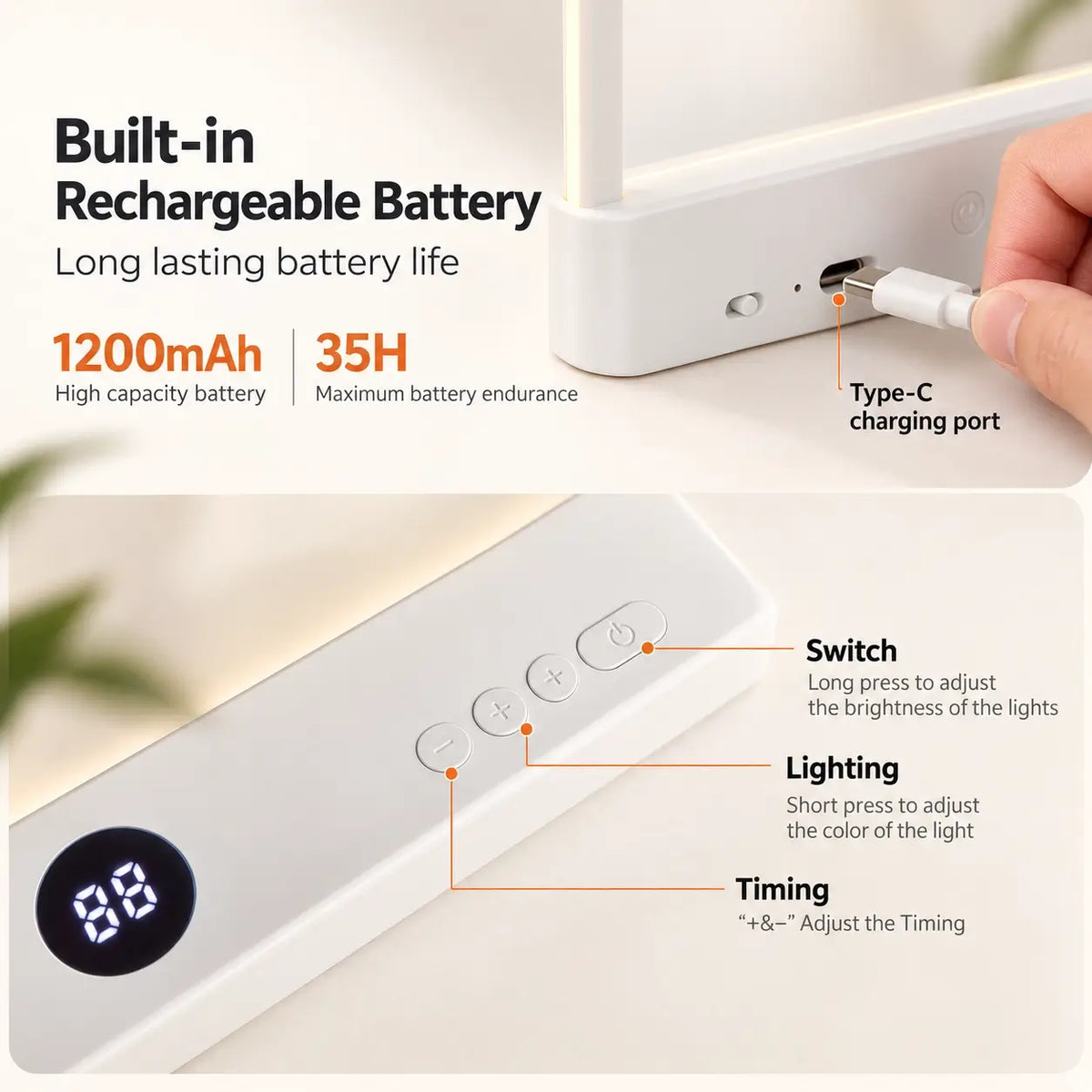 Book Light LED Reading Lamp Ultra Thin USB Rechargeable