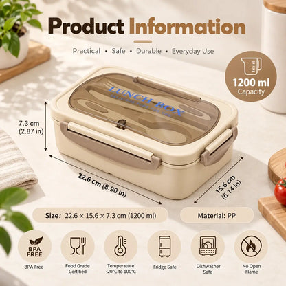 MealMate | Bento Lunch Box with Utensils | 4 Compartments & Leak-Proof Design