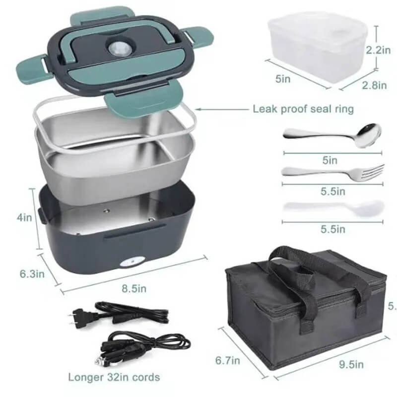 Electric Lunch Box Portable Heated Food Container Stainless Steel