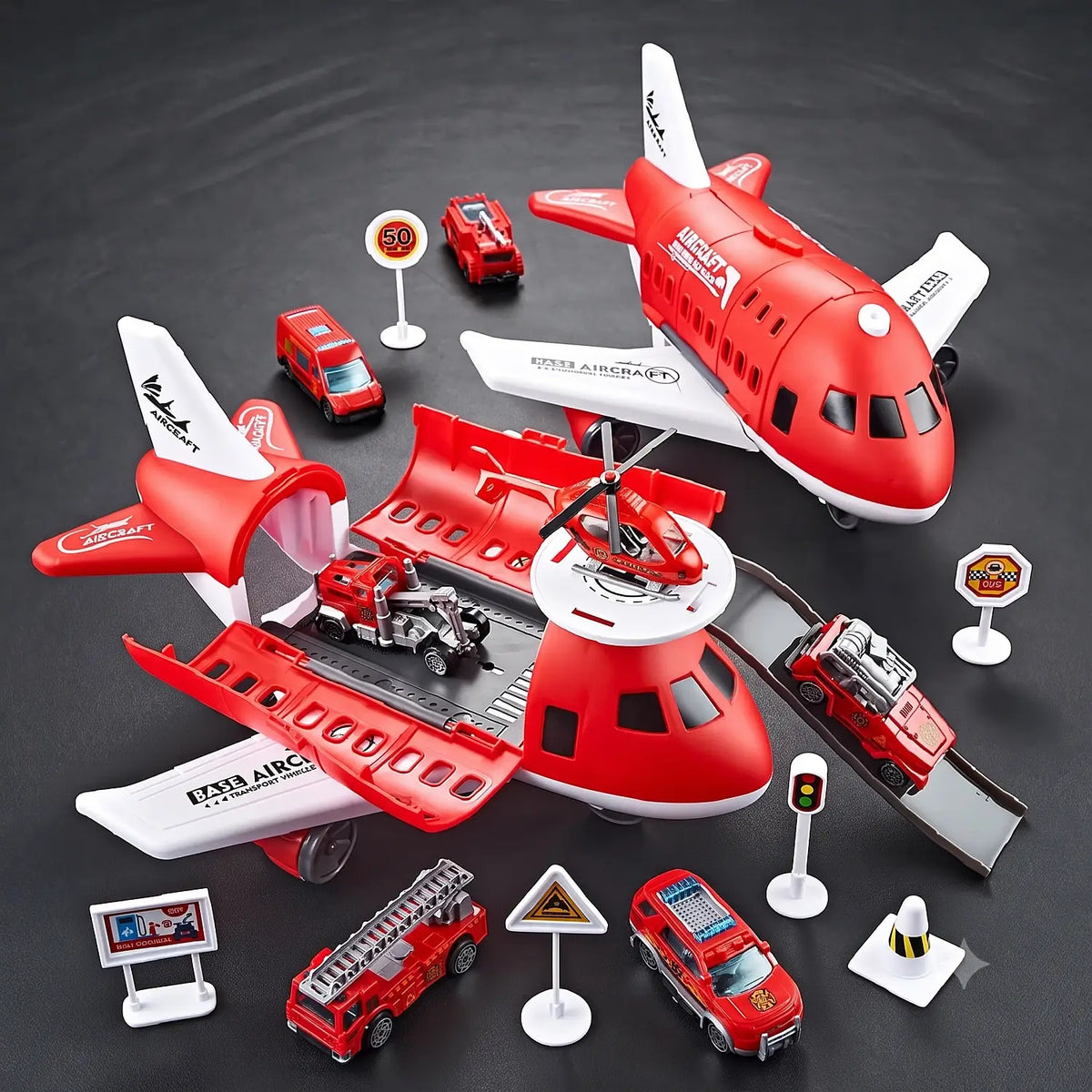 Toy Playset Airplane Vehicle Transport Kids Action Set