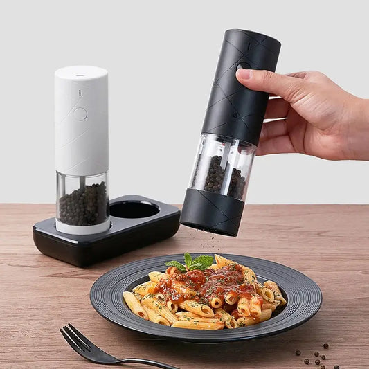 Salt Pepper Grinder Electric Rechargeable LED Light - 1 Pair