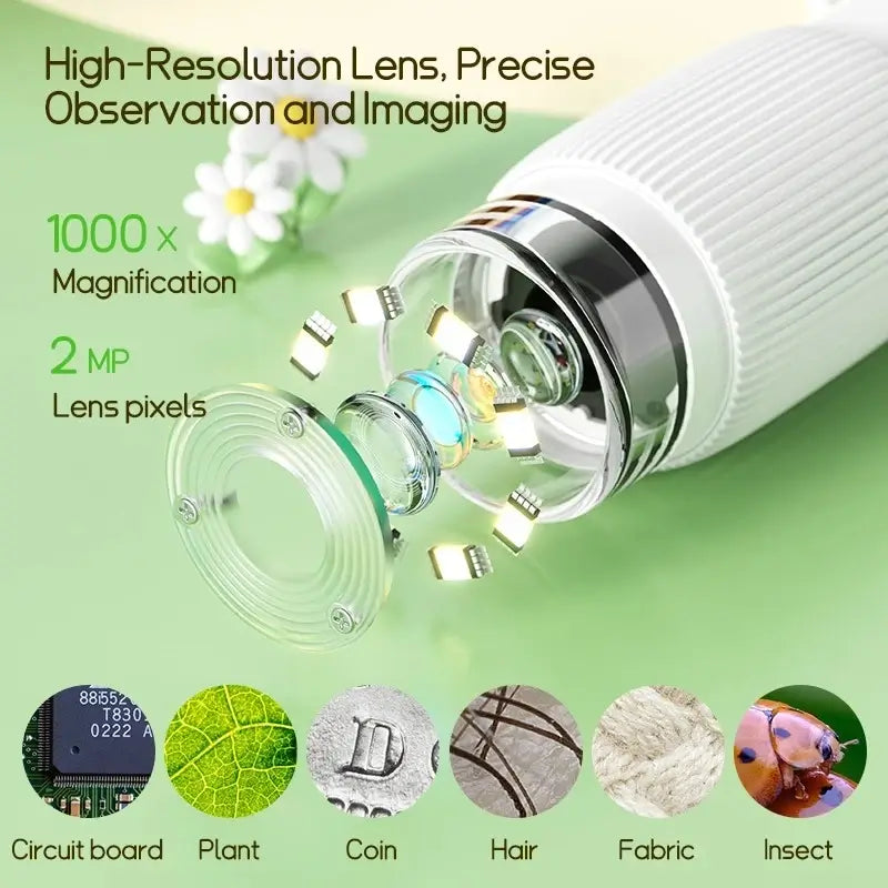 Microscope Kids Handheld 1000X Portable STEM Science Toy