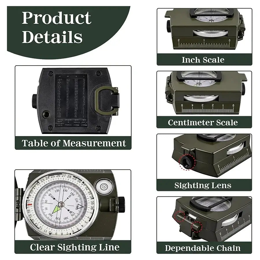 Lensatic Compass Outdoor Navigation Portable Hiking Tool