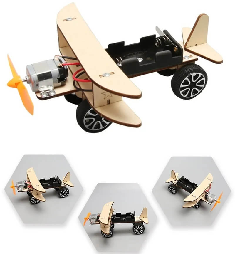 DIY Wooden Electric Biplane Model Kit