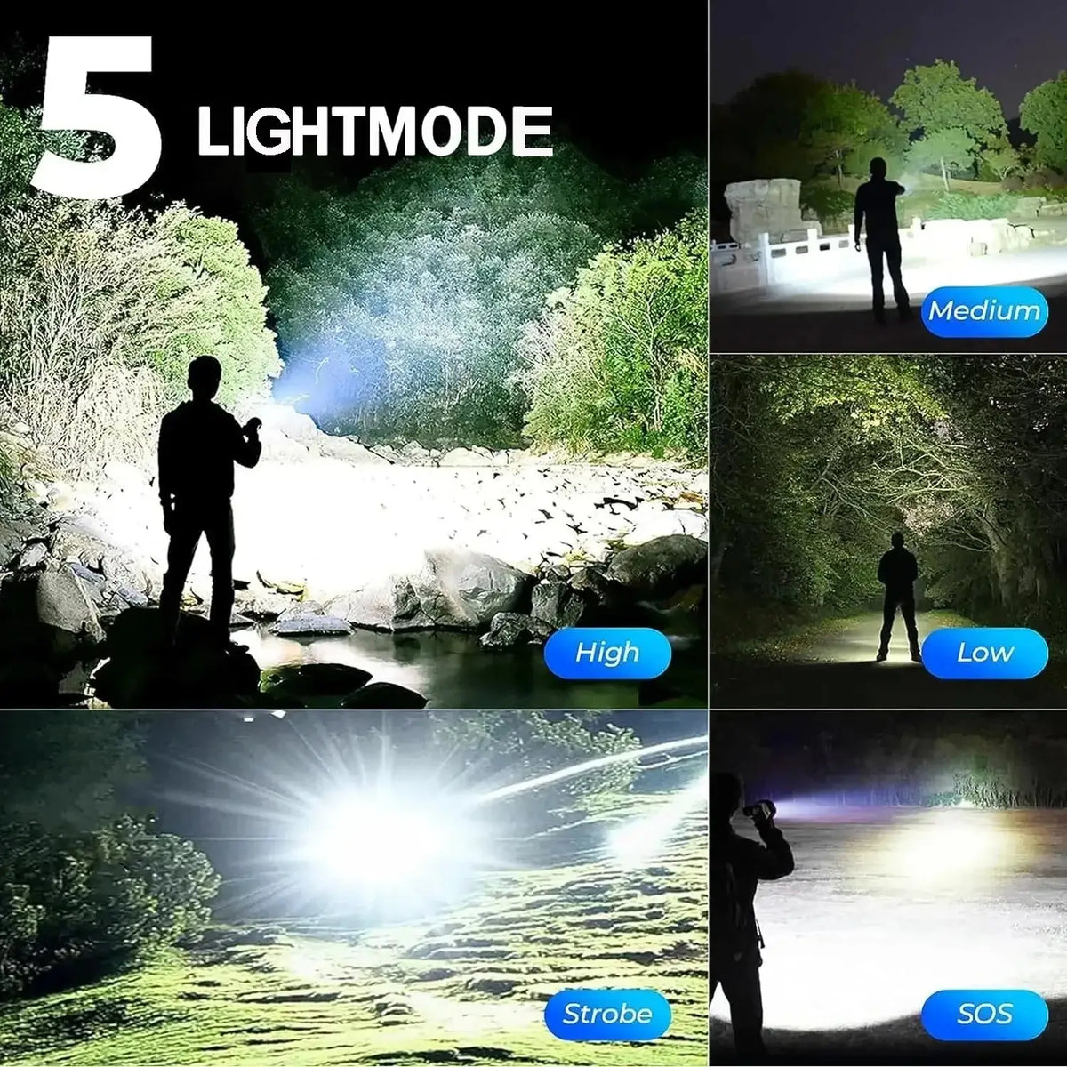 LED Flashlight High Lumens Rechargeable Tactical Waterproof Torch