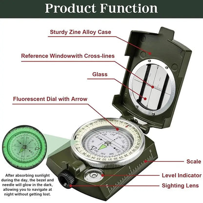 Lensatic Compass Outdoor Navigation Portable Hiking Tool