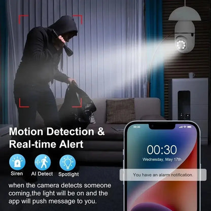 Wireless Security Camera Lightbulb Indoor Outdoor Use