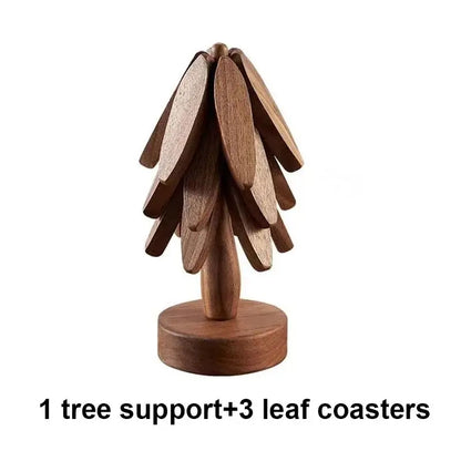 Kitchen Trivet Wooden Heat Resistant Folding Tree Design Set