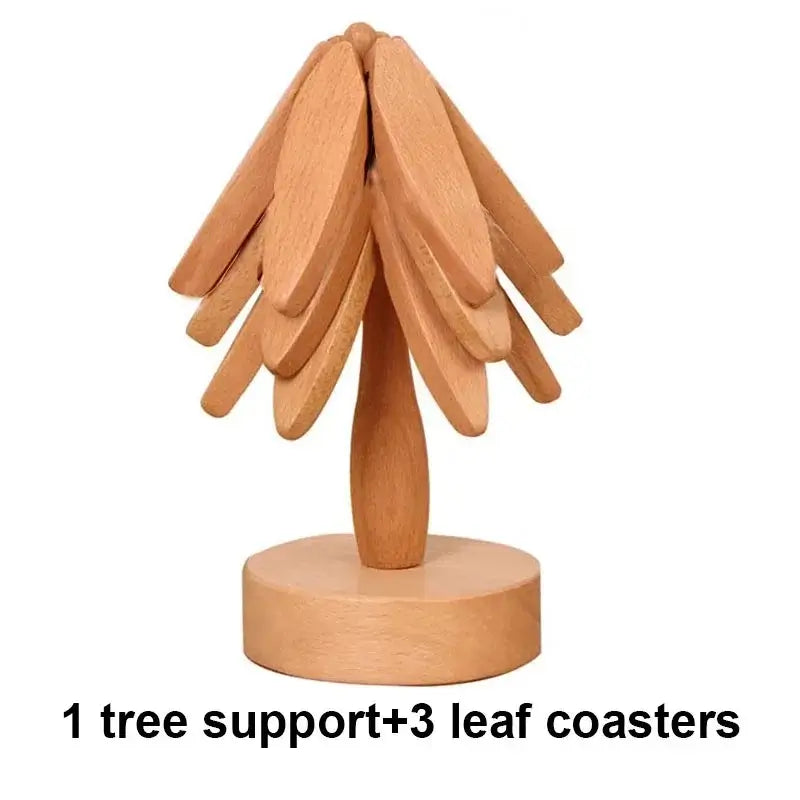 Kitchen Trivet Wooden Heat Resistant Folding Tree Design Set
