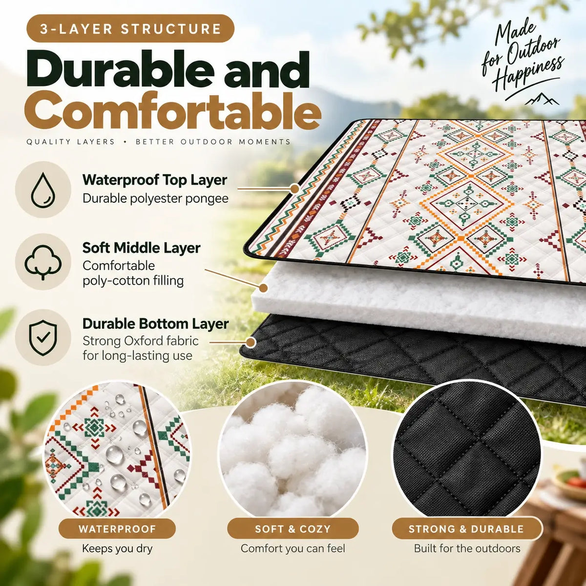 Picnic Outdoor Travel Blanket Foldable Portable Camping
