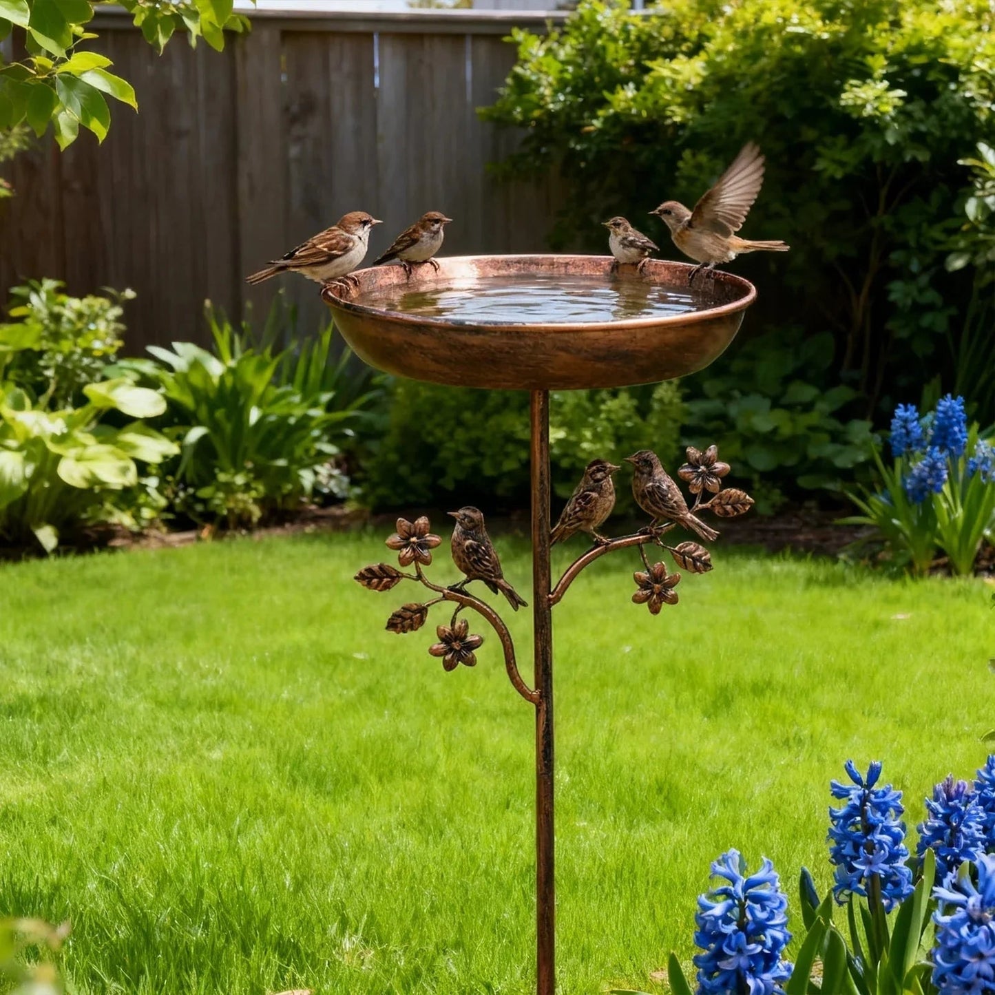 Metal Bird Bath Garden Decor Decorative Stand Garden